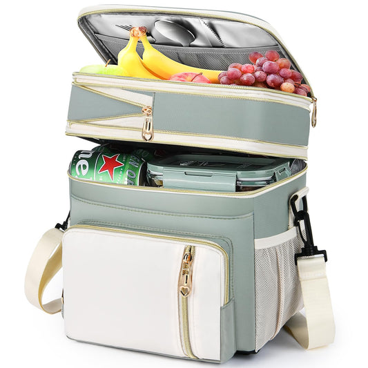 BAGNN sac lunch box vue avant olive blanc montrant design élégant et capacité