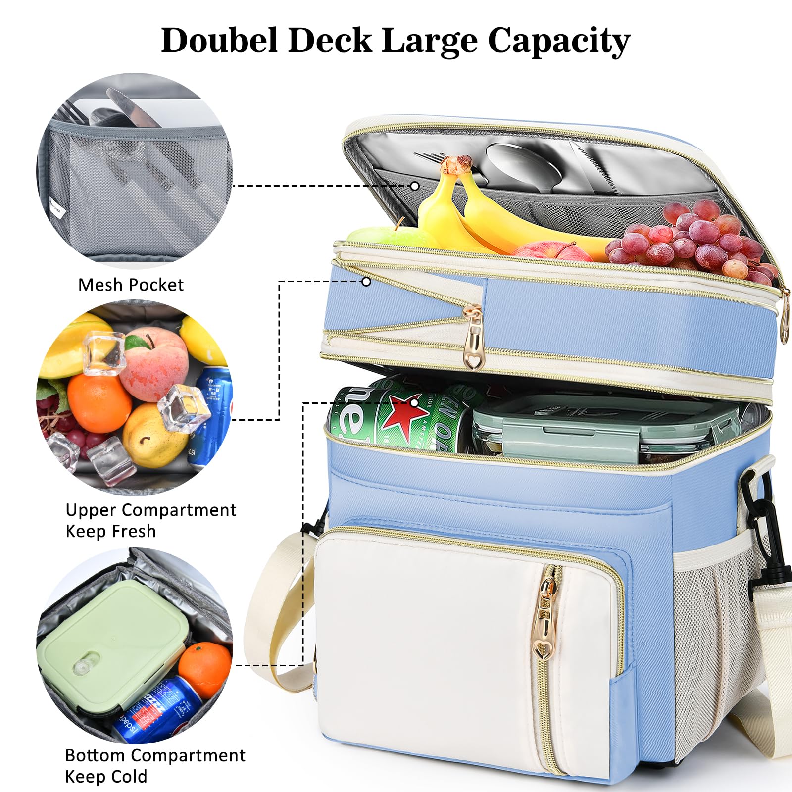 BAGNN sac ouvert montrant compartiments et organisation pour lunch et accessoires