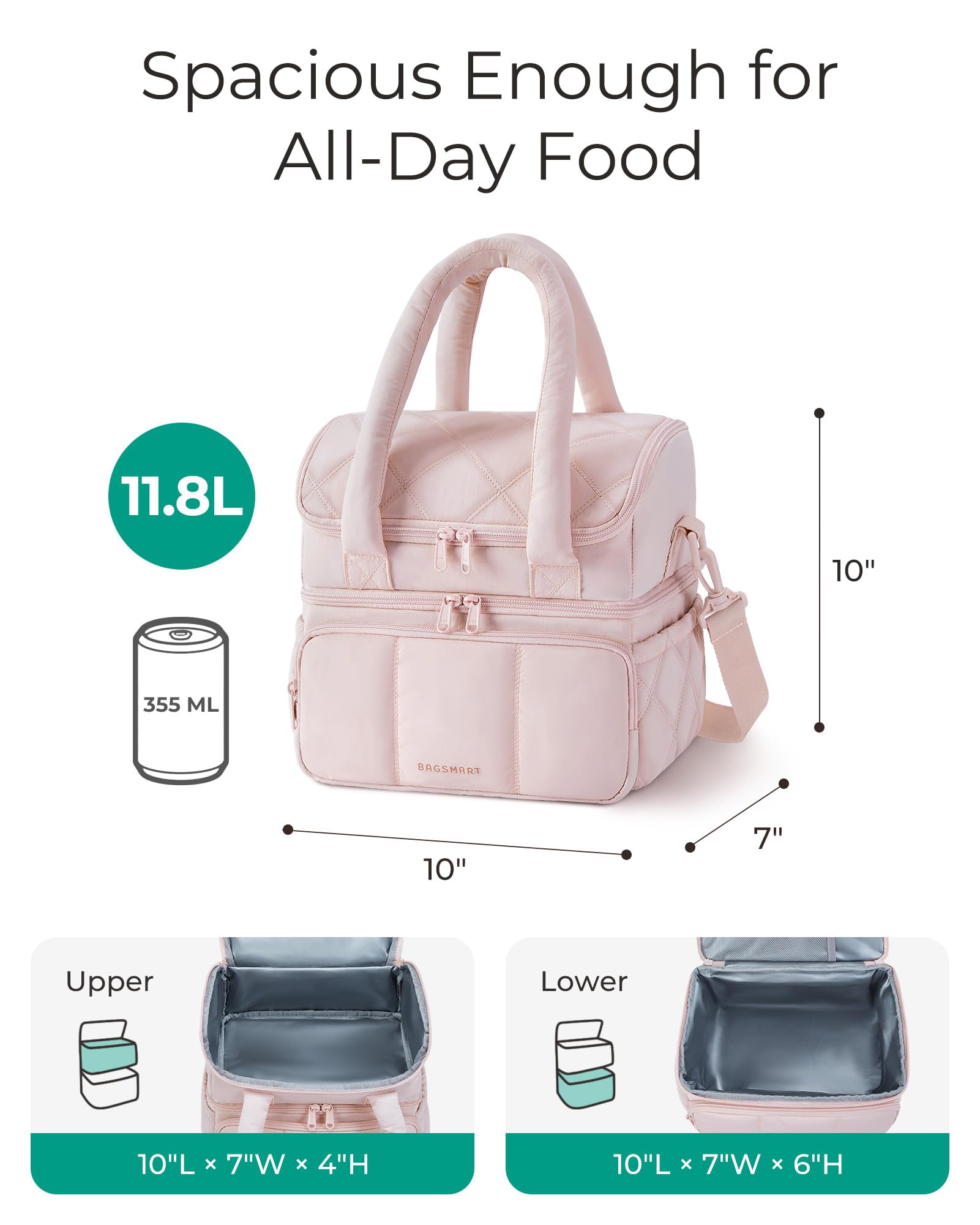 BAGSMART gros plan matelassage puffer pour style et durabilité