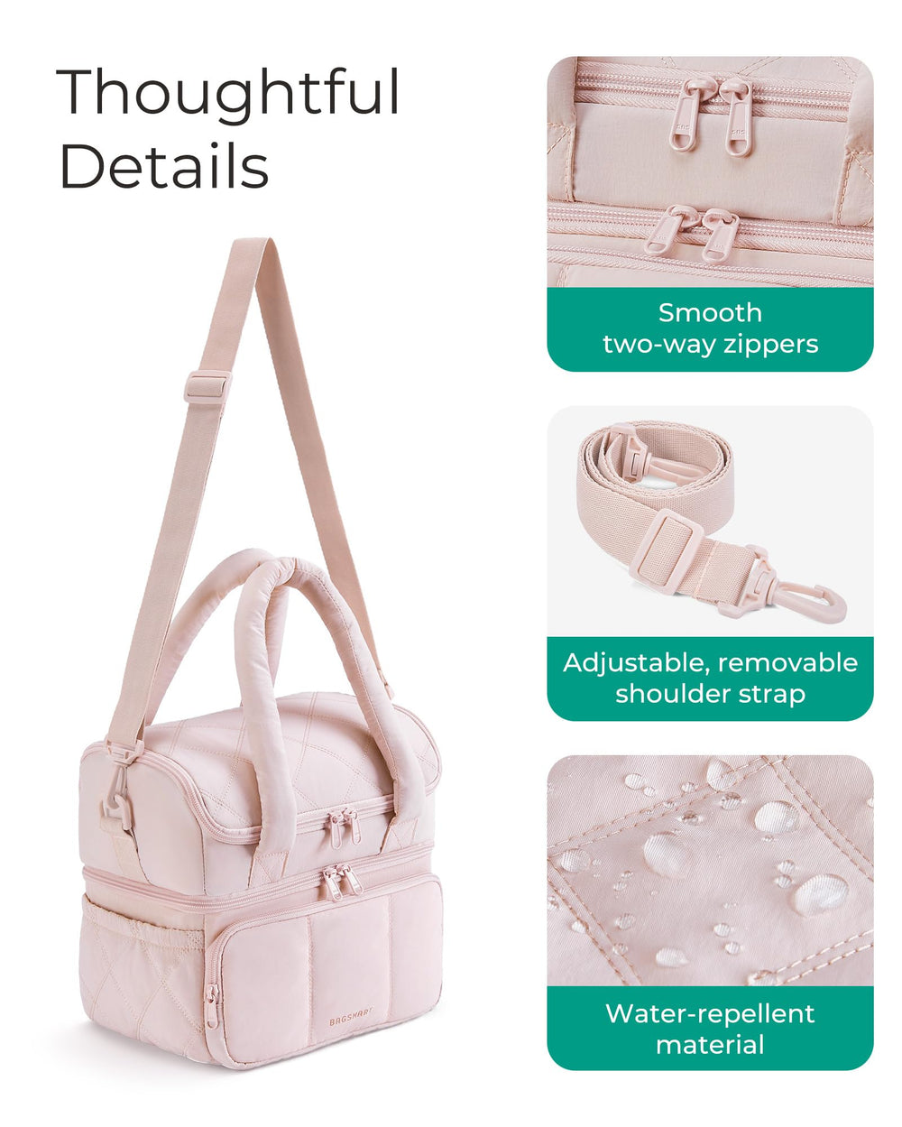 BAGSMART comparaison capacité montrant 16 canettes pour repas complet