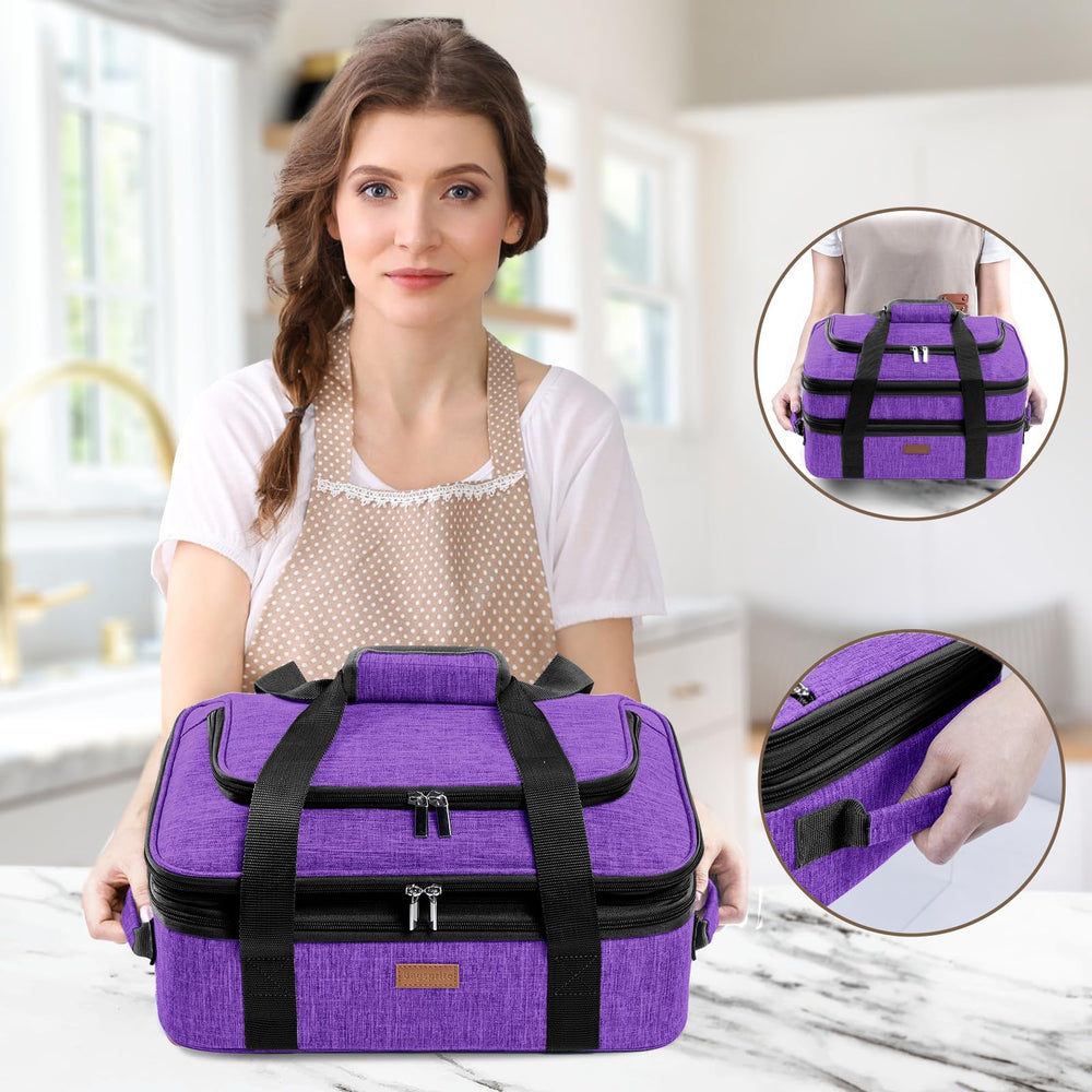 BAGSPRITE compartiment extensible ouvert montrant deux plats 9x13, gain d'espace