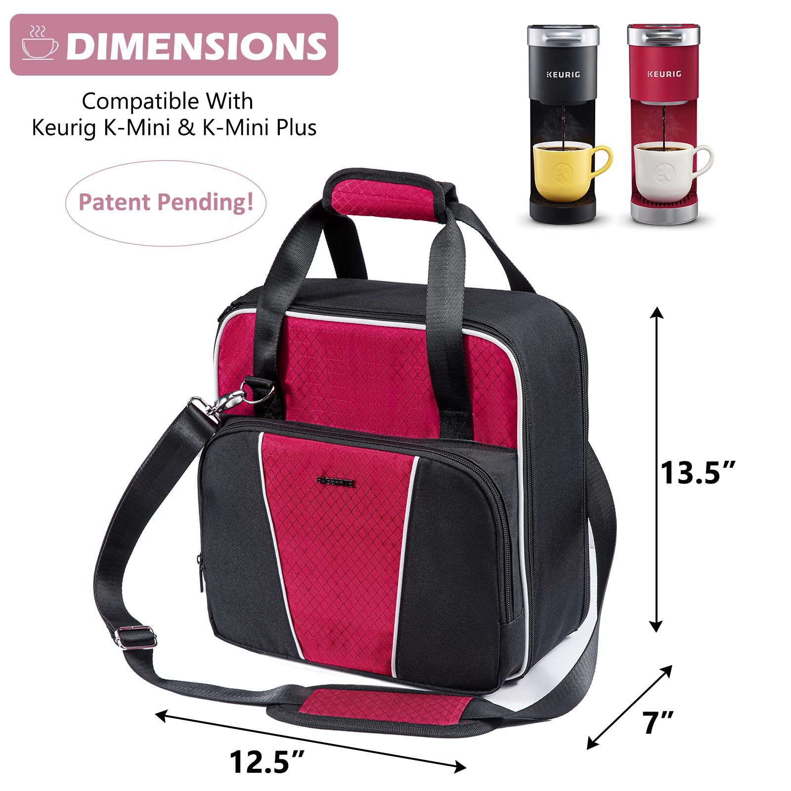 BAGSPRITE ouverte avec Keurig K‑Mini insérée pour un accès facile