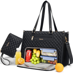 Bagstellar vue de face montrant le tote élégant et fonctionnel, pour un look pro
