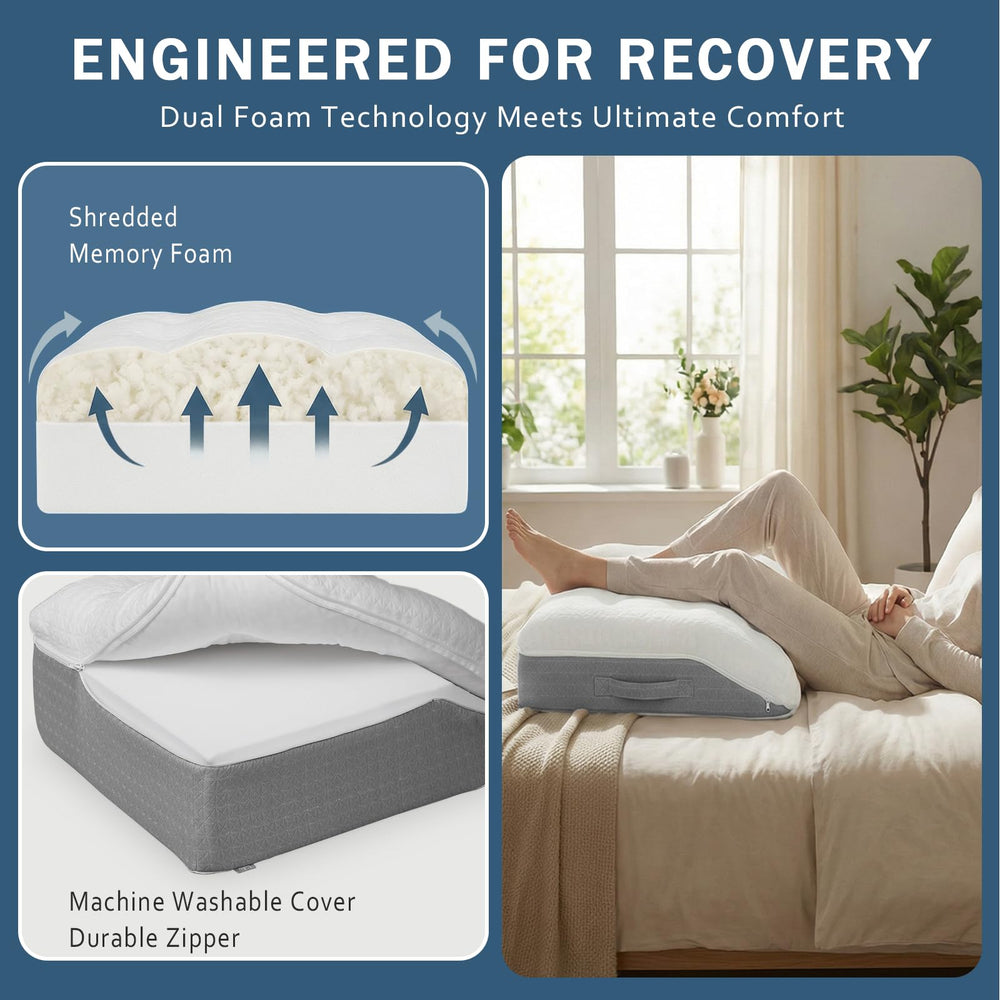 baibu coussin en usage sur un lit pour surélever les jambes et relaxer