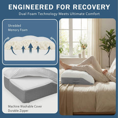 baibu coussin en usage sur un lit pour surélever les jambes et relaxer