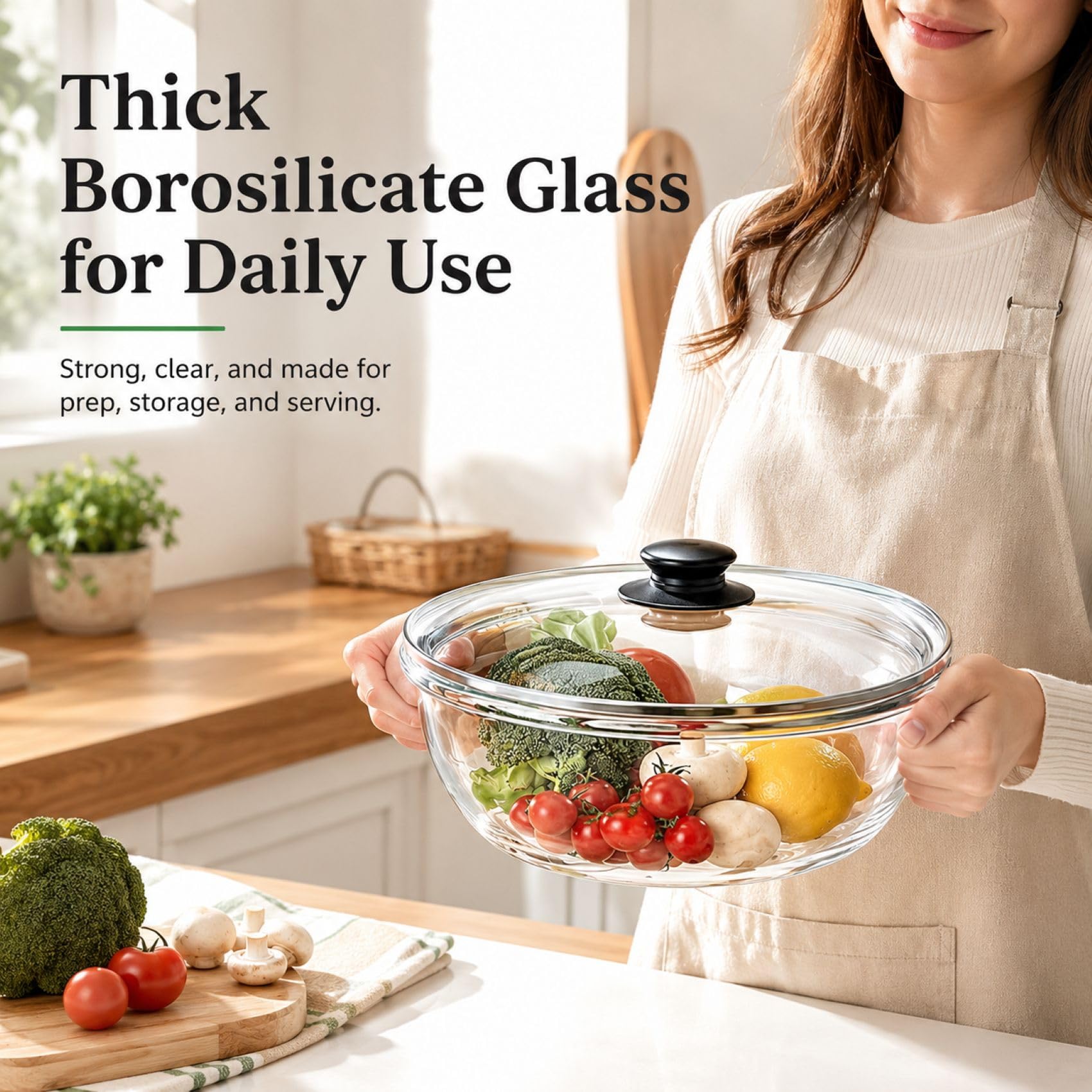 Bairuiin couvercle ventilé en verre, protège et favorise fermentation