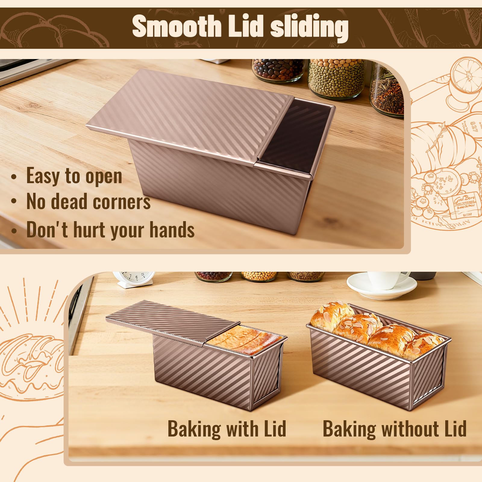 BAISHUN moule Pullman gros plan sur surface en acier au carbone pour cuisson uniforme