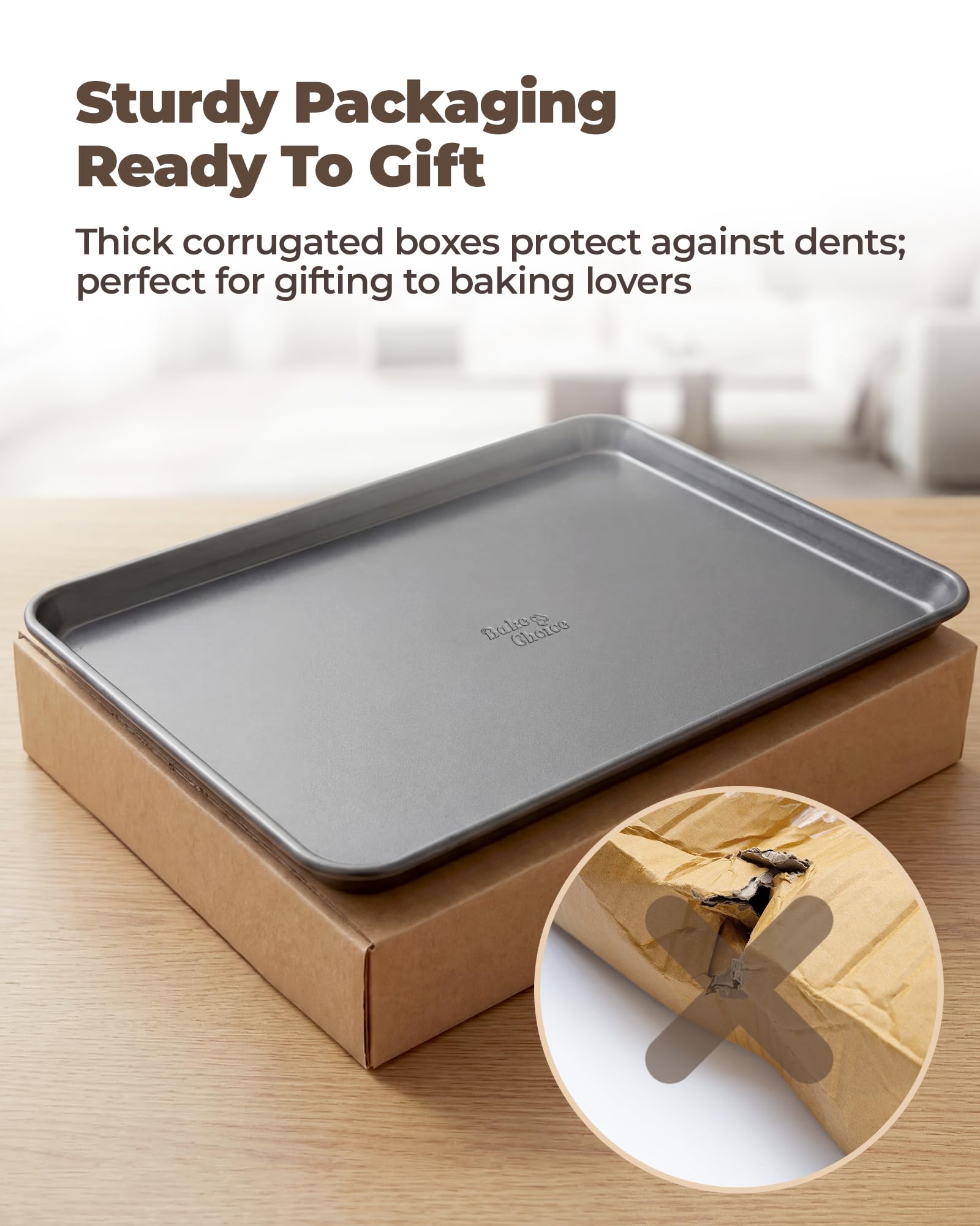 Bake Choice détail coin arrondi des feuilles assurant ajustement parfait