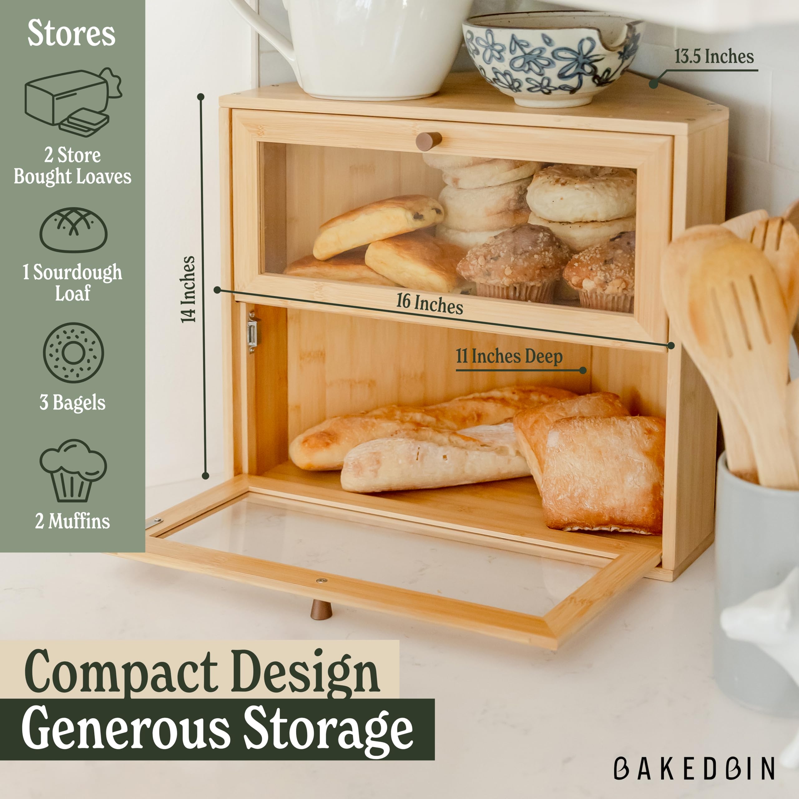 BakedBin gros plan sur le grain de bambou naturel, durable et hygiénique