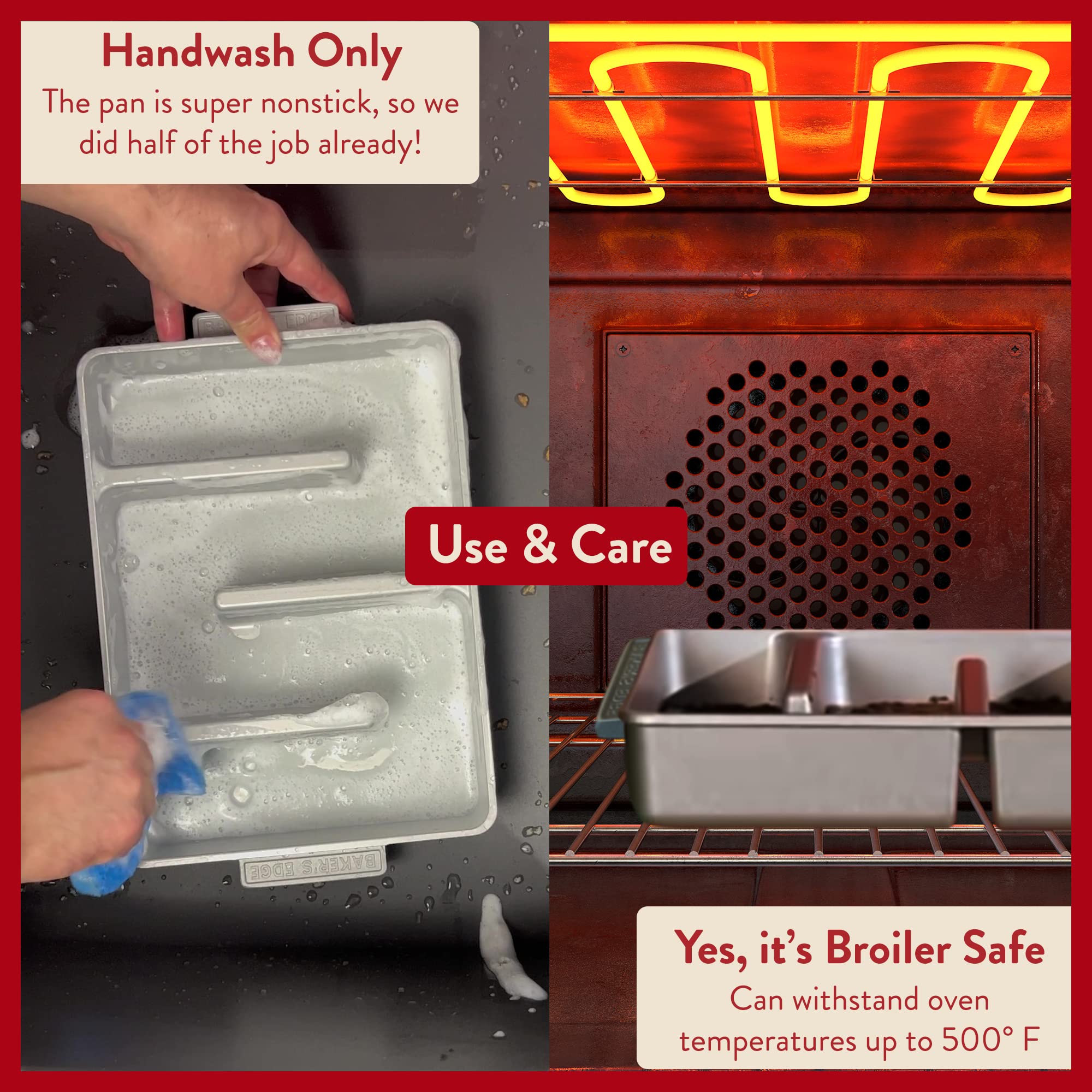 Baker's Edge comparaison taille contre une plaque standard, pratique pour recettes