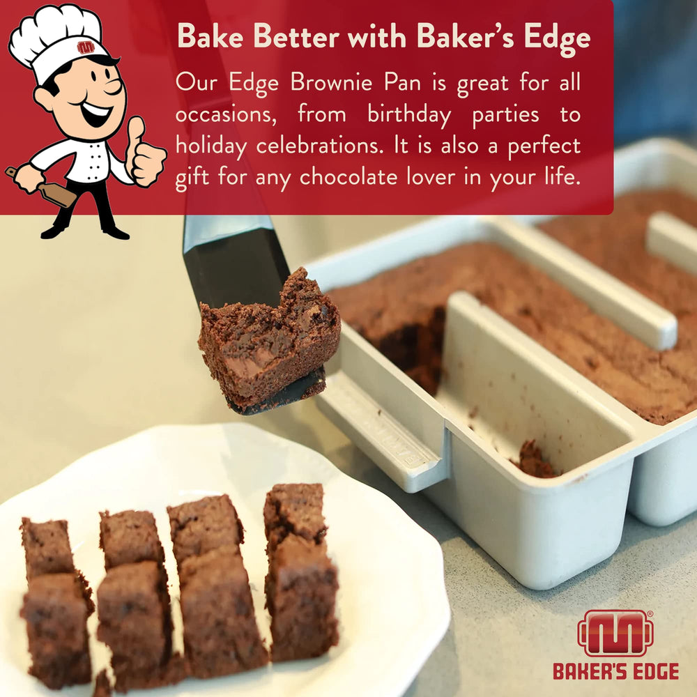 Baker's Edge démoulage d'une portion, illustre sortie facile et bord croustillant