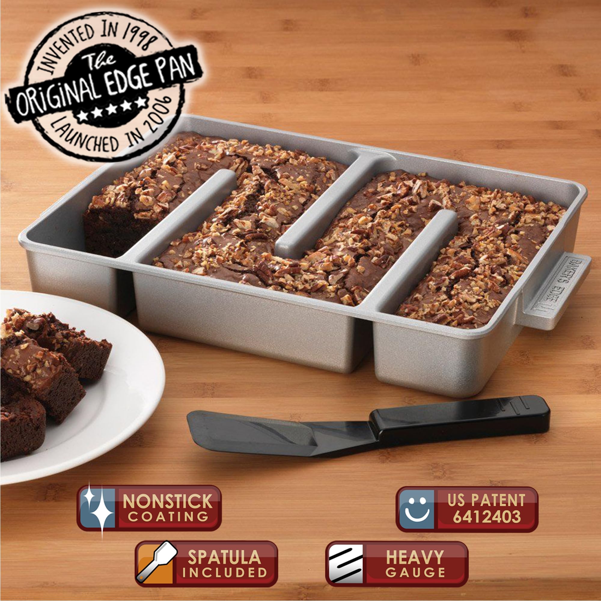 Baker's Edge ensemble complet incluant moule, couvercle, wedge et spatule pour une préparation clé en main