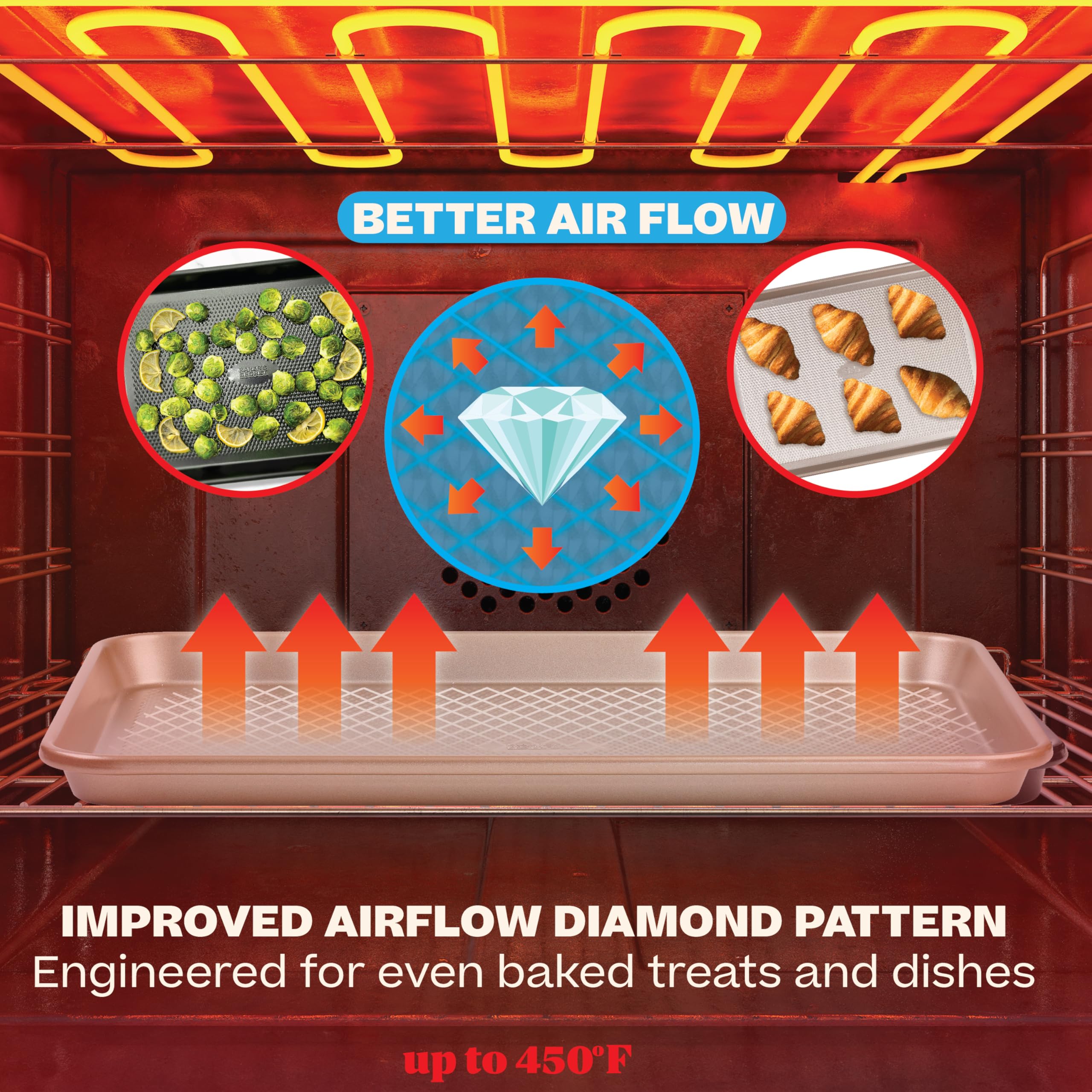 Baker's Secret plaques en service avec biscuits bien dorés et croustillants