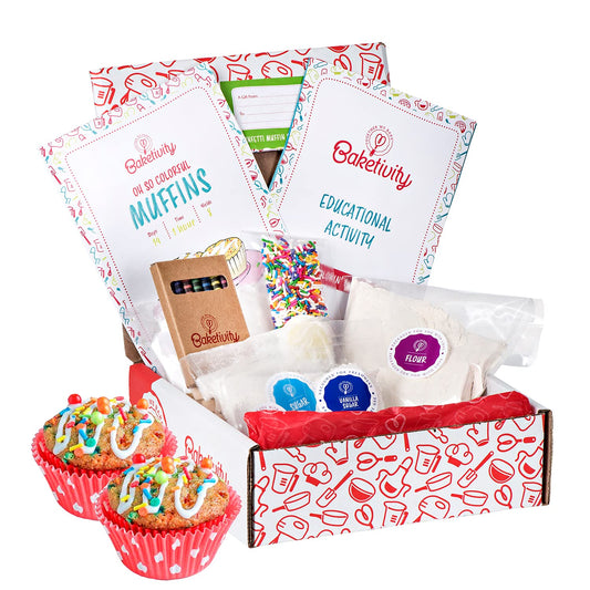 Baketivity boîte face montrant le kit et ses composants pour une activité festive