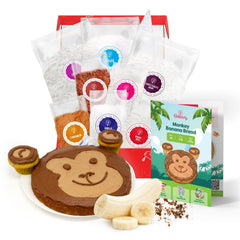 Baketivity emballage avant montrant le kit Monkey Banana Bread et simplicité