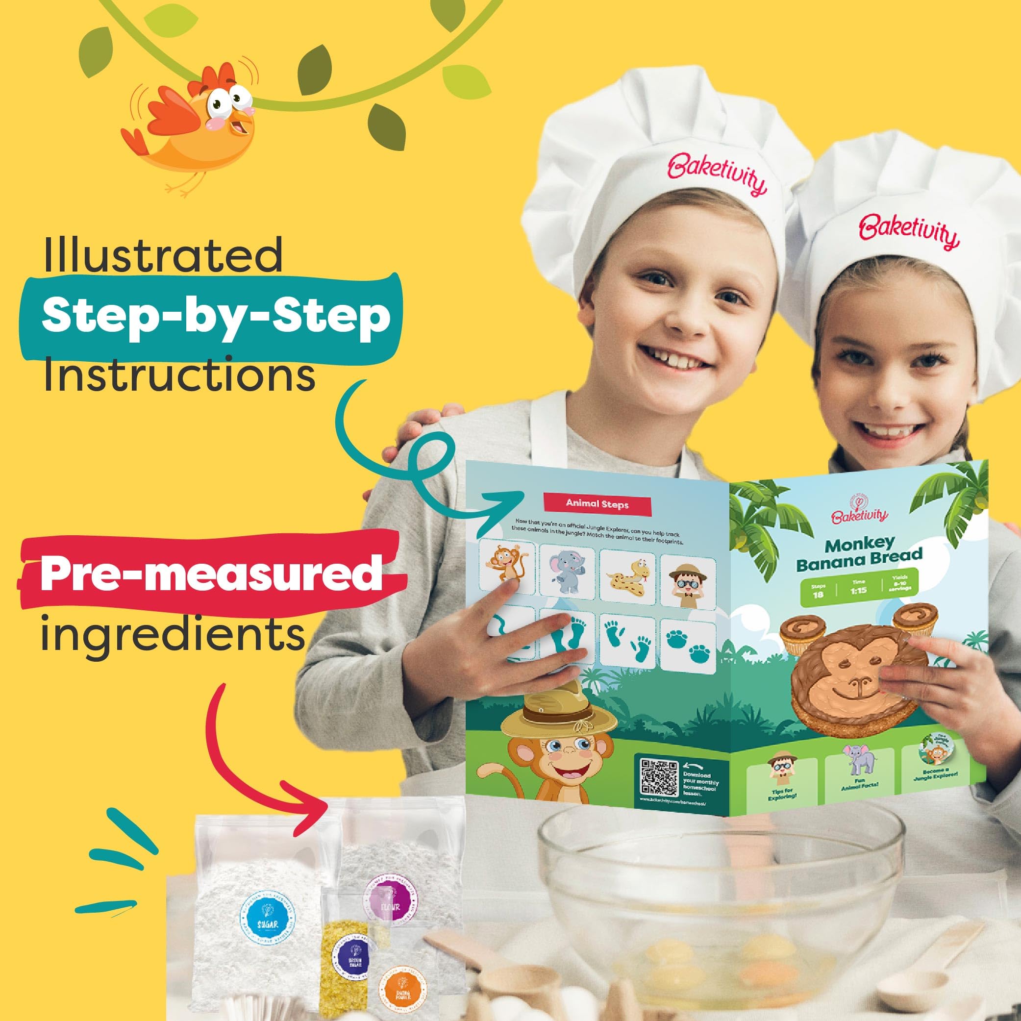 Baketivity comparaison taille du cake avec ustensiles pour repères pratiques