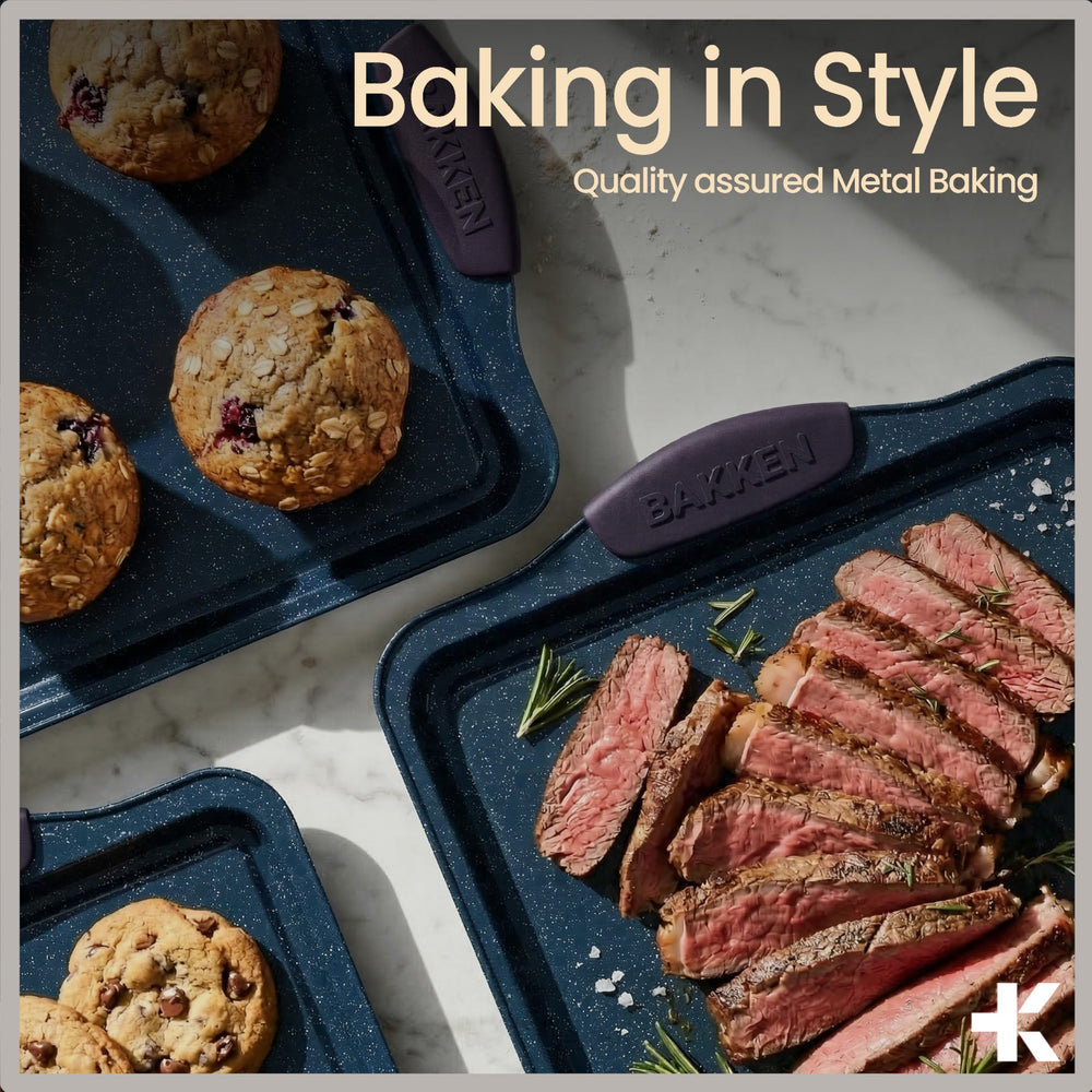 BAKKENMASTER étiquette produit affichant sécurité jusqu'à 450° F et infos