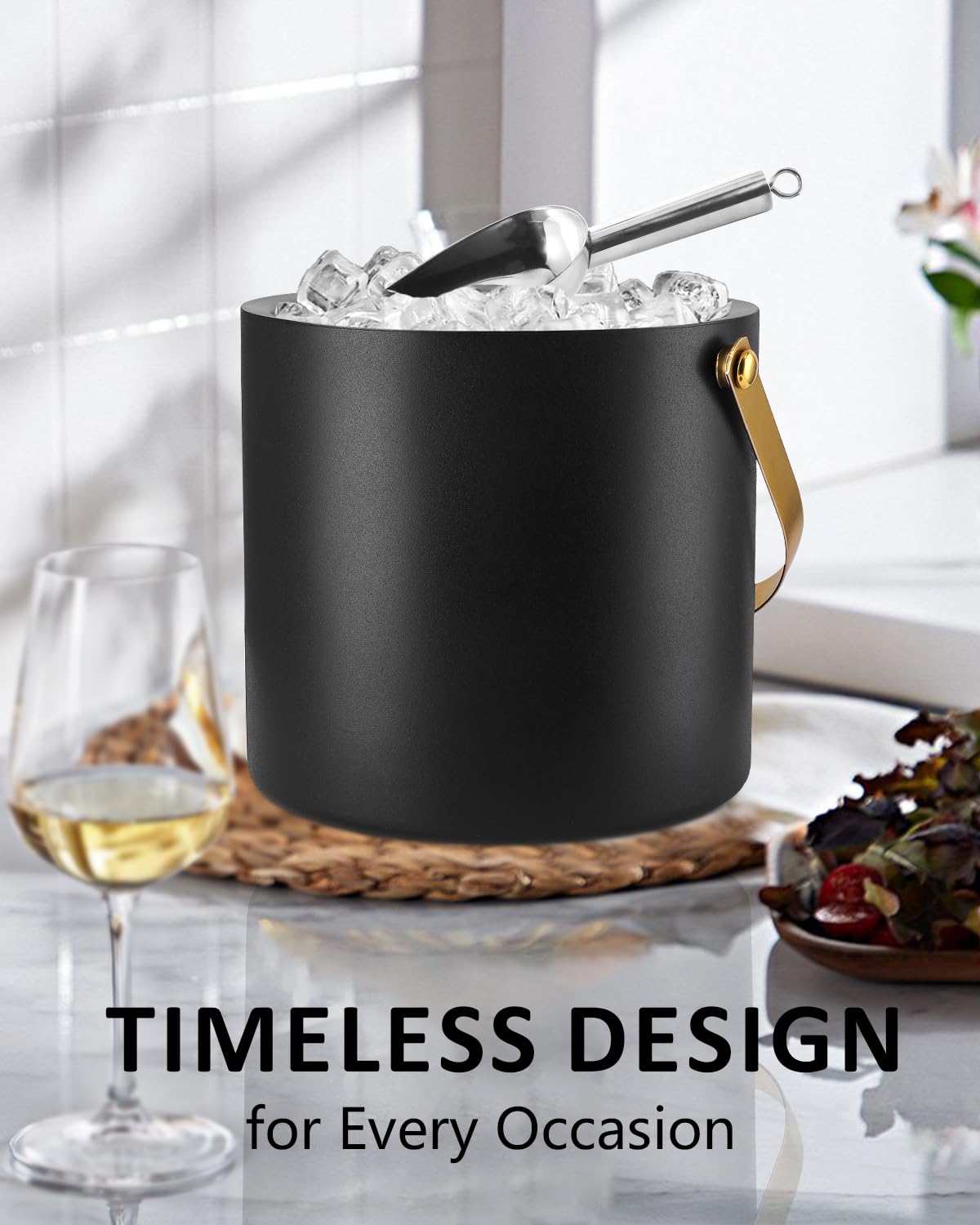 Bakpoco seau à glace comparé à bouteille pour taille 3L visible