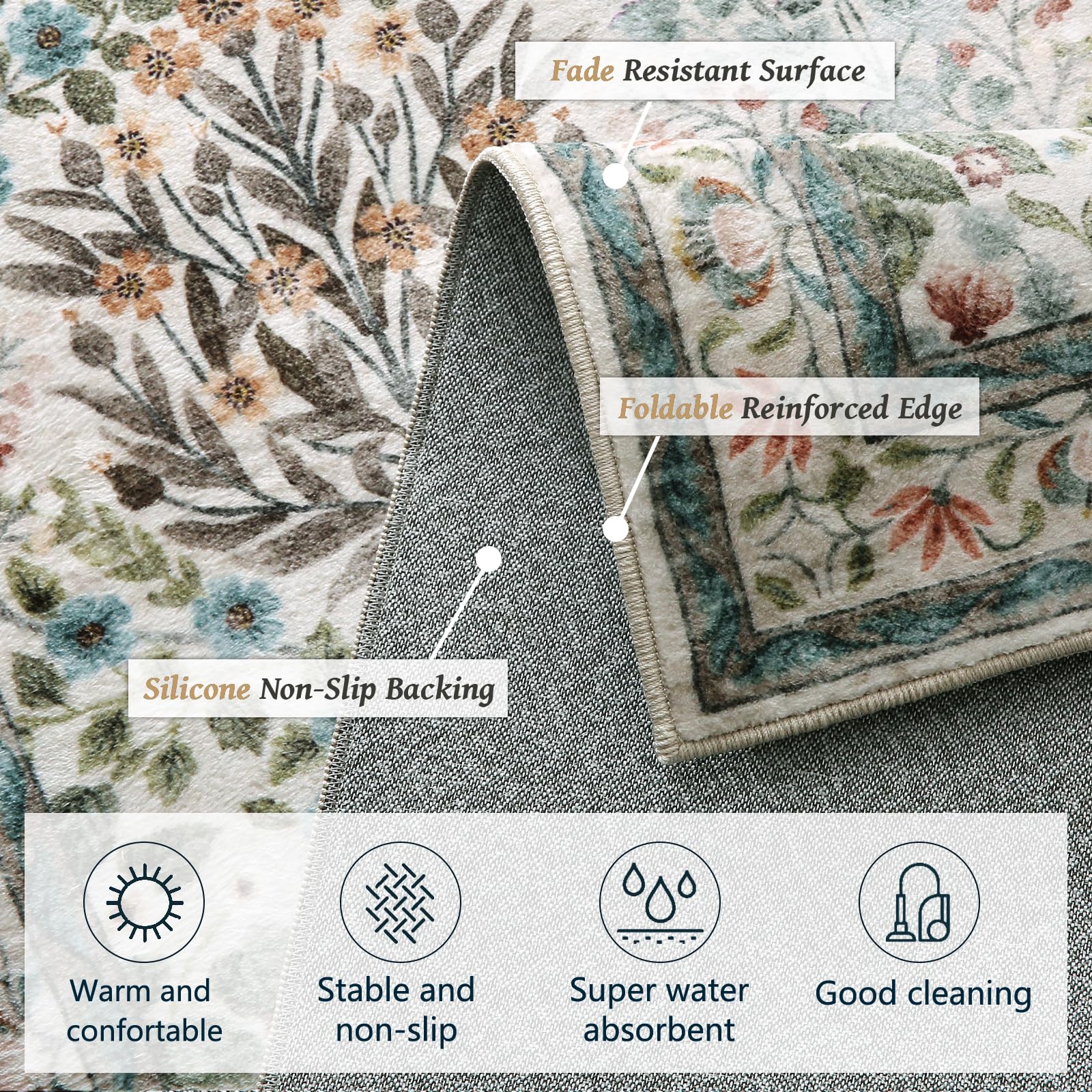 Baksham gros plan motif vintage floral montrant élégance et durabilité