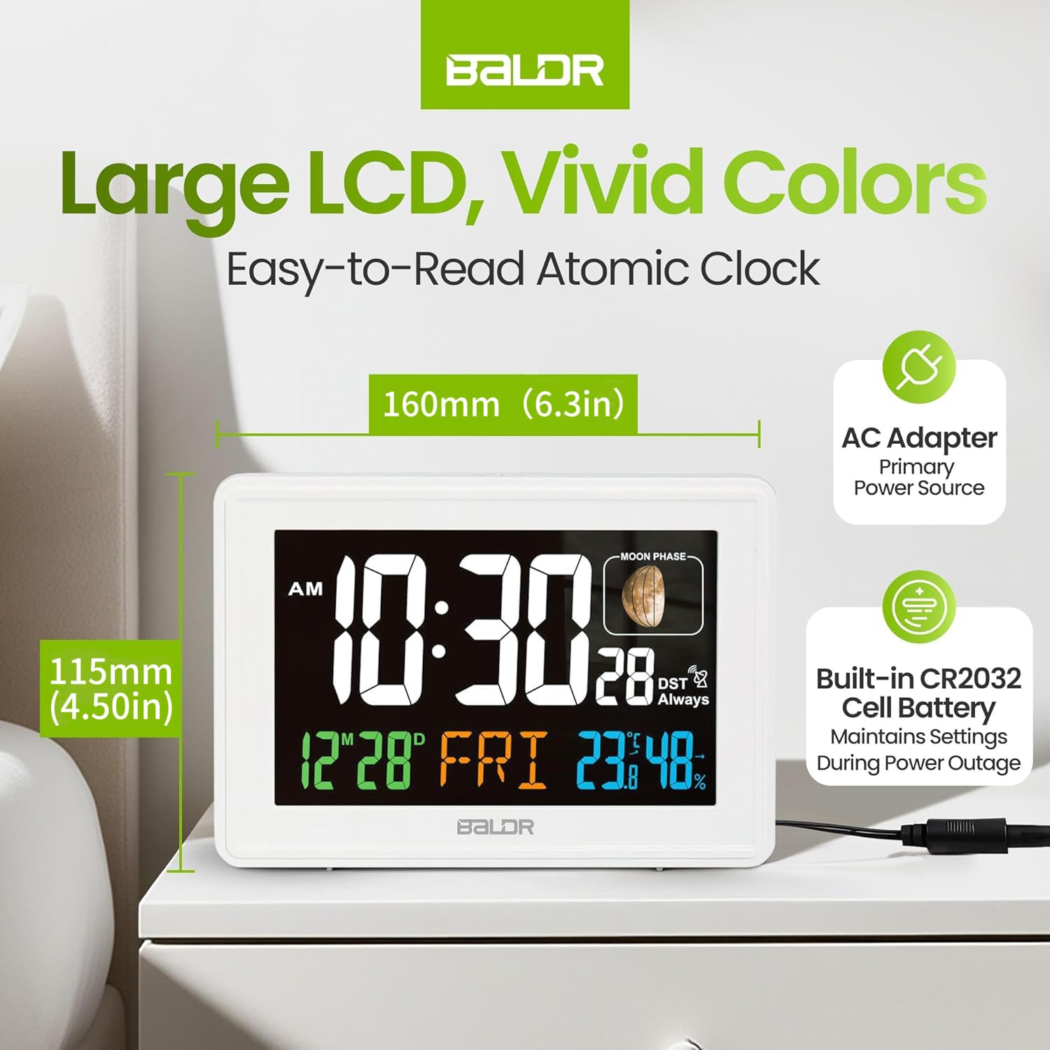 Baldr en usage sur table de nuit réveil fiable et affichage visible