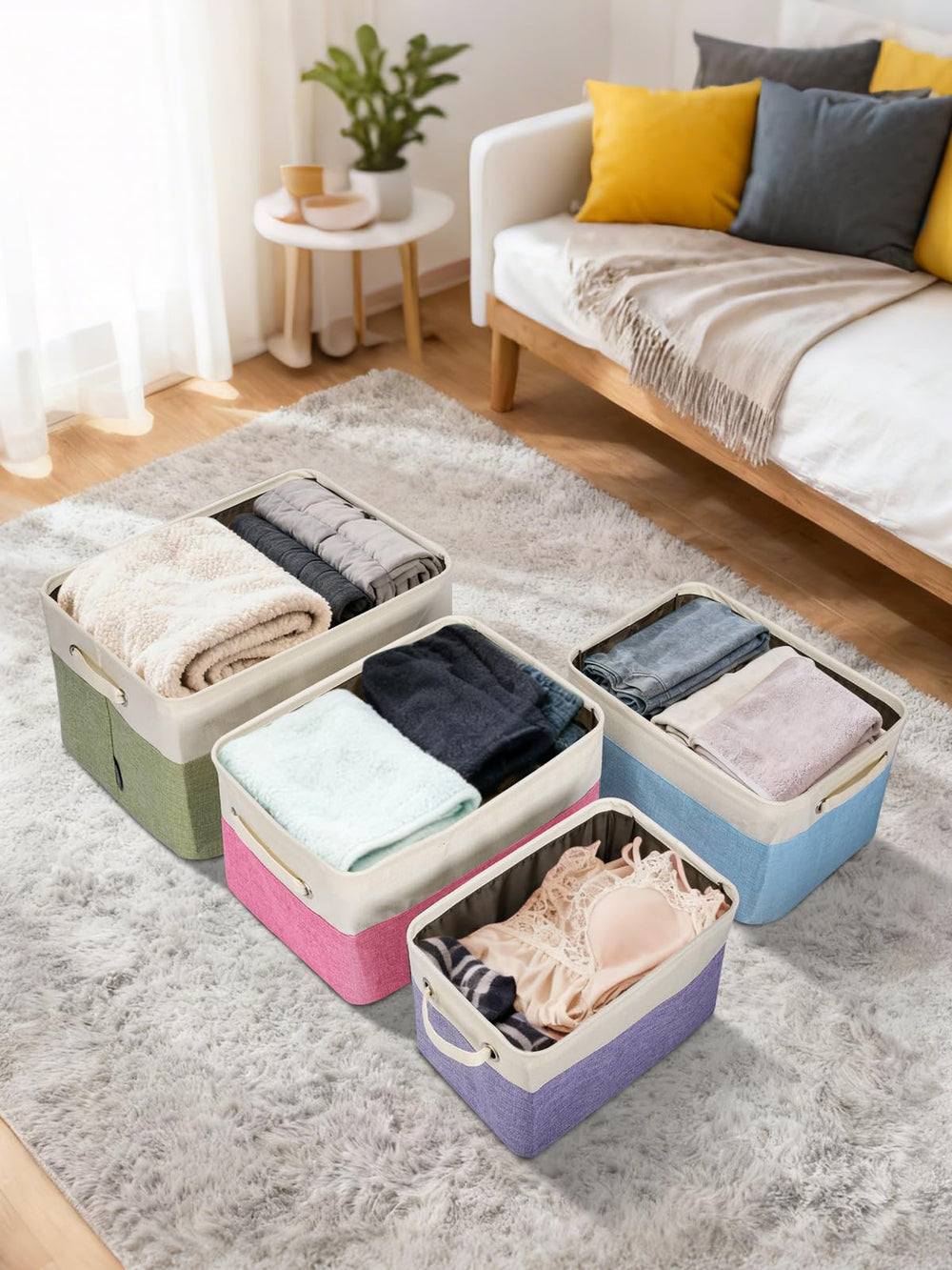 BALEINE panier intégré dans décor de chambre, aspect élégant et neutre