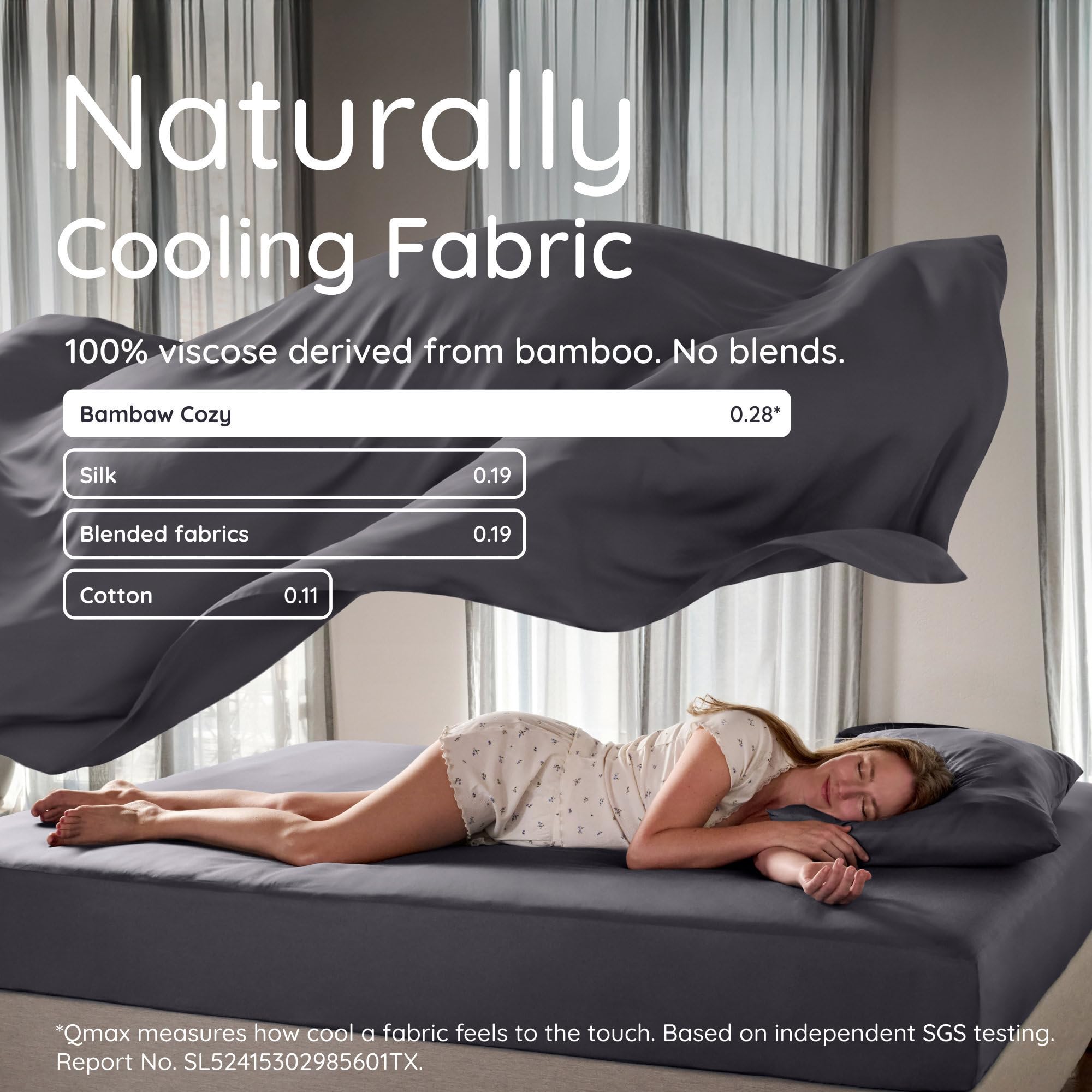 Bambaw draps installés sur lit moderne, confort frais pour nuits paisibles