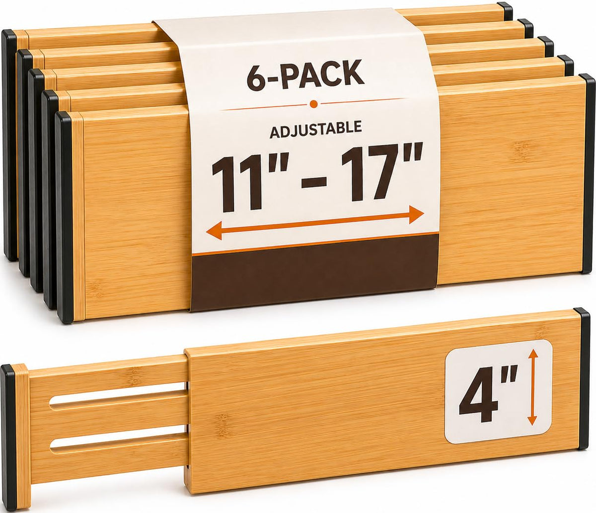 Bambüsi séparateur face emballage montrant lot de six, organisation immédiate