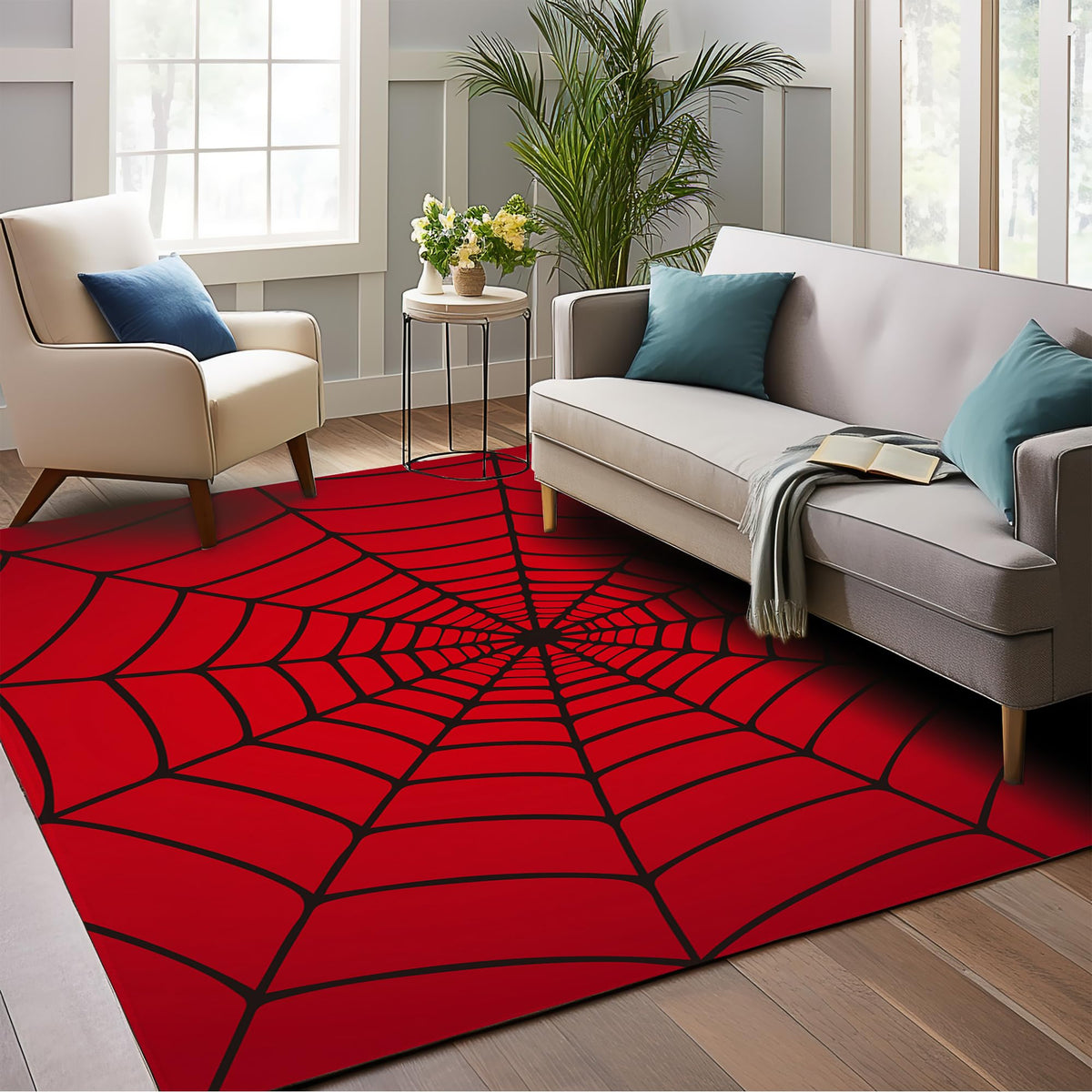 BAMOWEY tapis face avant rouge Spider Web, apporte style et confort