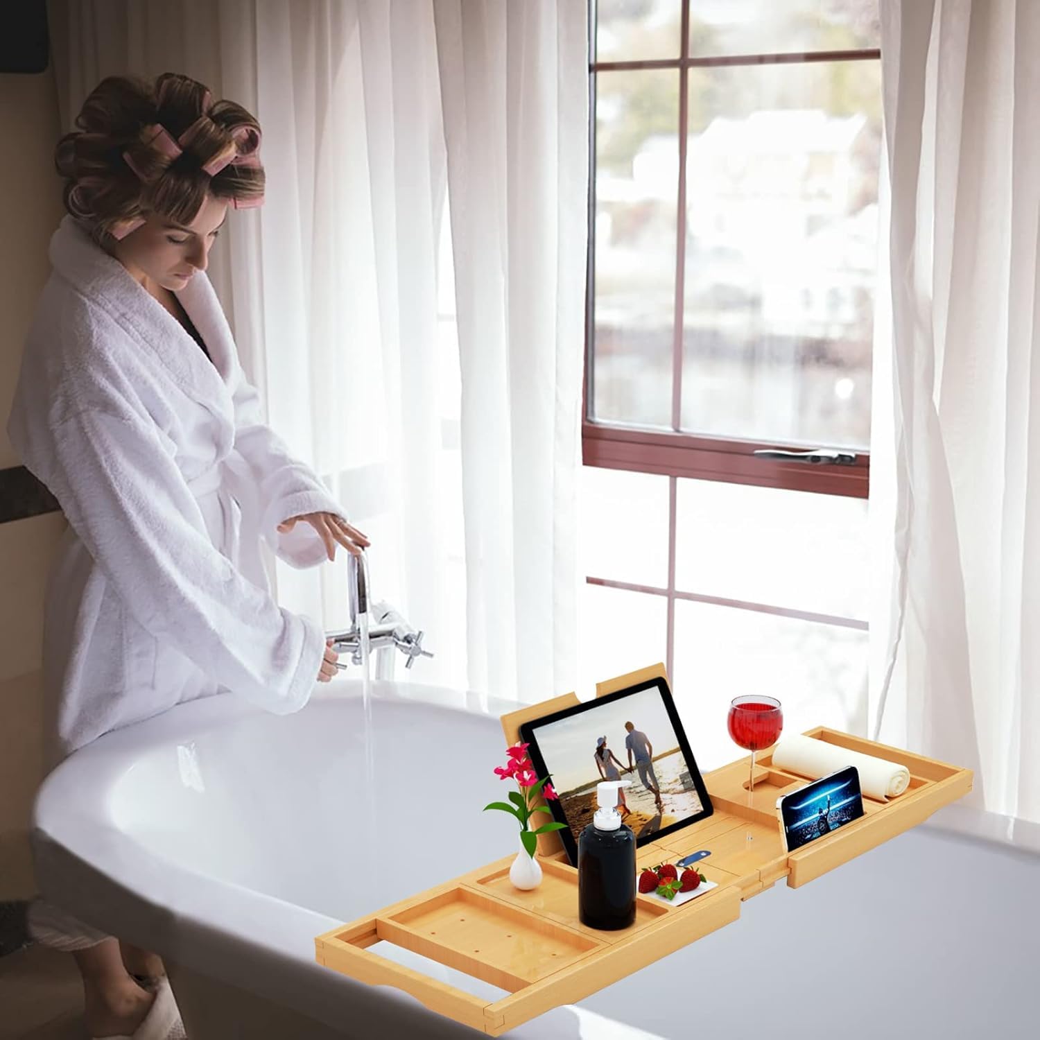 Banlilu deux plateaux amovibles pour cosmétiques et accessoires spa