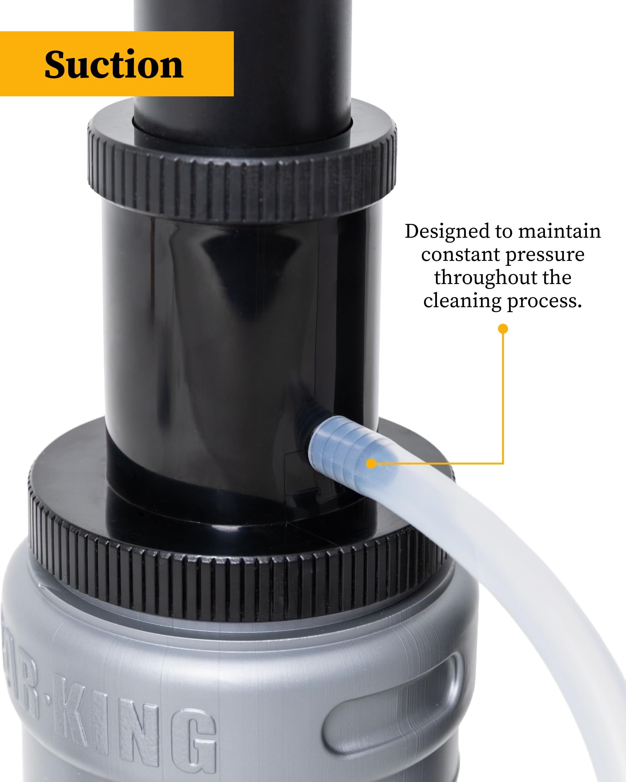 Bar-King bouteille et pompe bottom-up montrant flux sans bulles