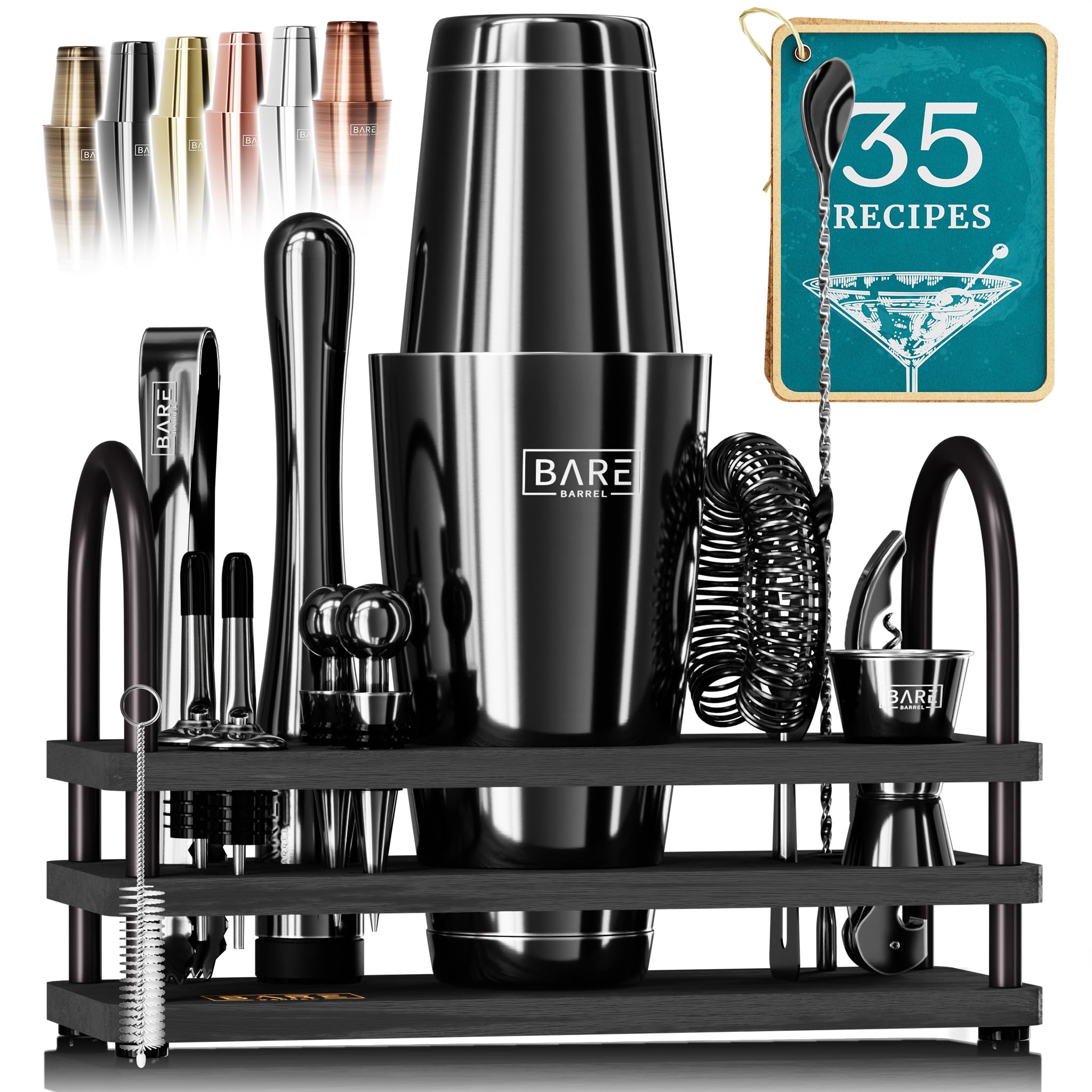 Bare Barrel coffret complet face présentant tous les outils et rangement bambou, esthétique et pratique
