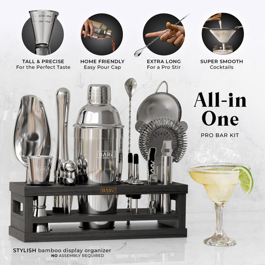 Bare Barrel shaker 24oz gros plan montrant finition acier, matériau durable