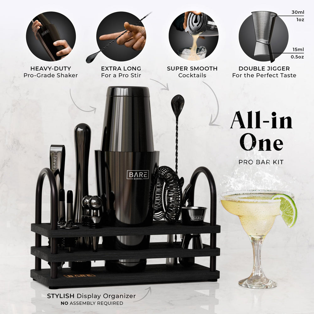 Bare Barrel shaker 28oz noir mat en acier inoxydable, solide et facile à secouer