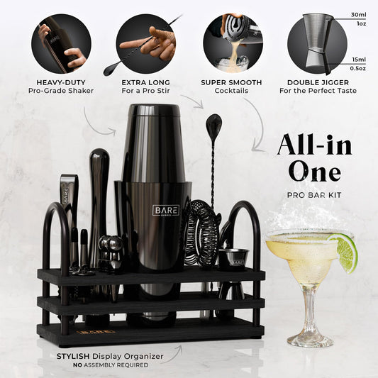 Bare Barrel shaker 28oz noir mat en acier inoxydable, solide et facile à secouer