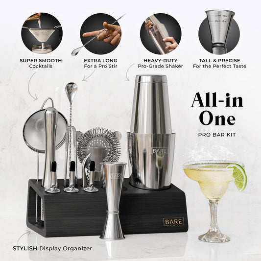 Bare Barrel shaker Boston 28oz gros plan montrant finition inox durable