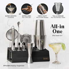 Bare Barrel shaker Boston 28oz gros plan montrant finition inox durable