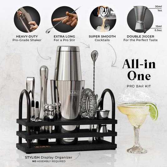 Bare Barrel gros plan sur le shaker Boston 28oz illustrant la qualité inox
