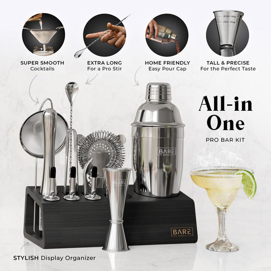 Bare Barrel shaker cobbler 24oz gros plan montrant finition inox durable