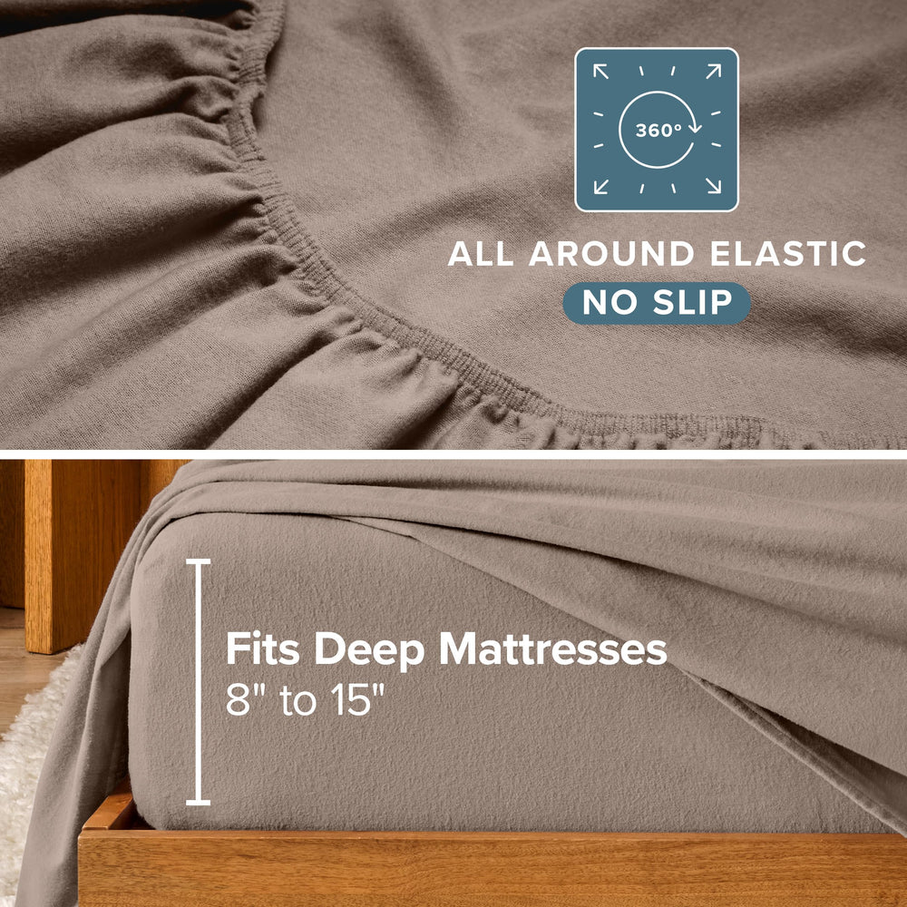 Bare Home drap-housse présenté avec main pour montrer profondeur et ajustement