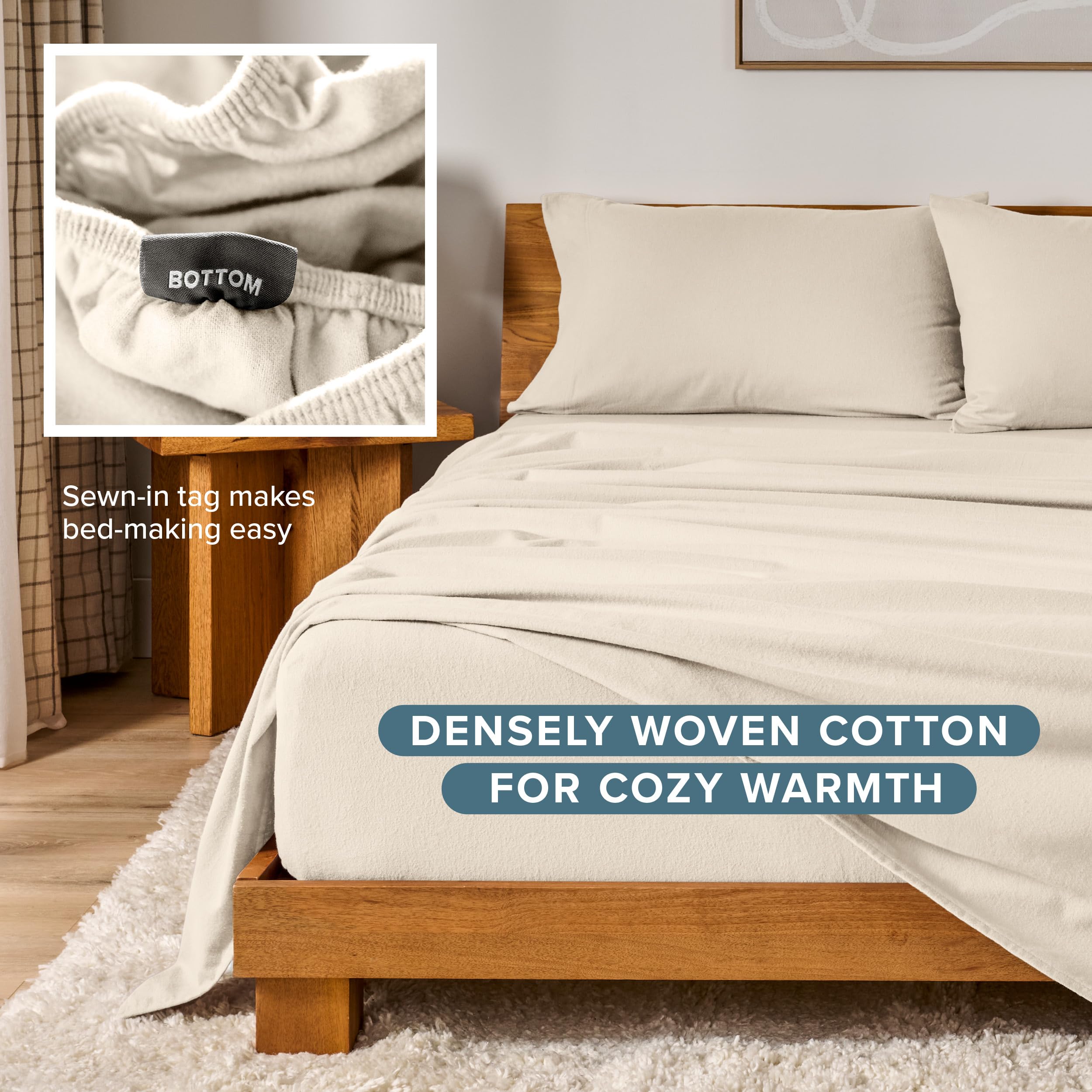 Bare Home draps posés près d'un matelas pour comparaison d'échelle