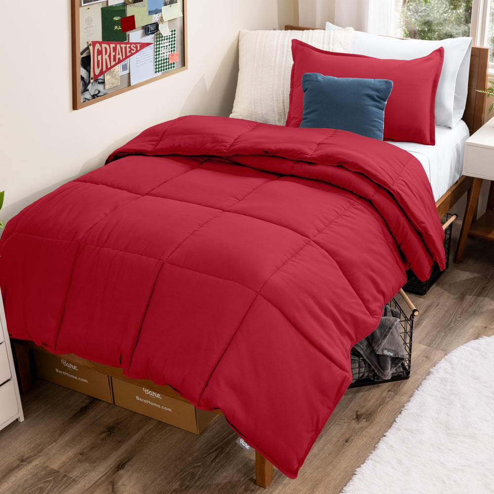 Bare Home couette rouge en vue frontale montrant un confort accueillant