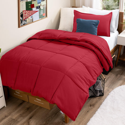 Bare Home couette rouge en vue frontale montrant un confort accueillant
