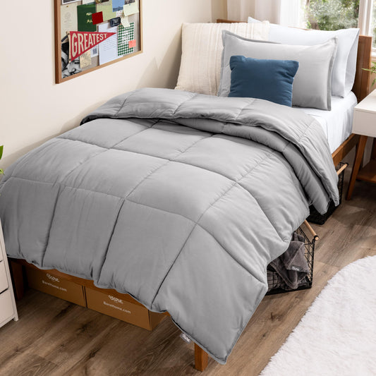Bare Home couette face avant gris clair montrant confort et style