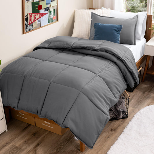 Bare Home couette face grise montrant tombé et esthétique, confort visuel