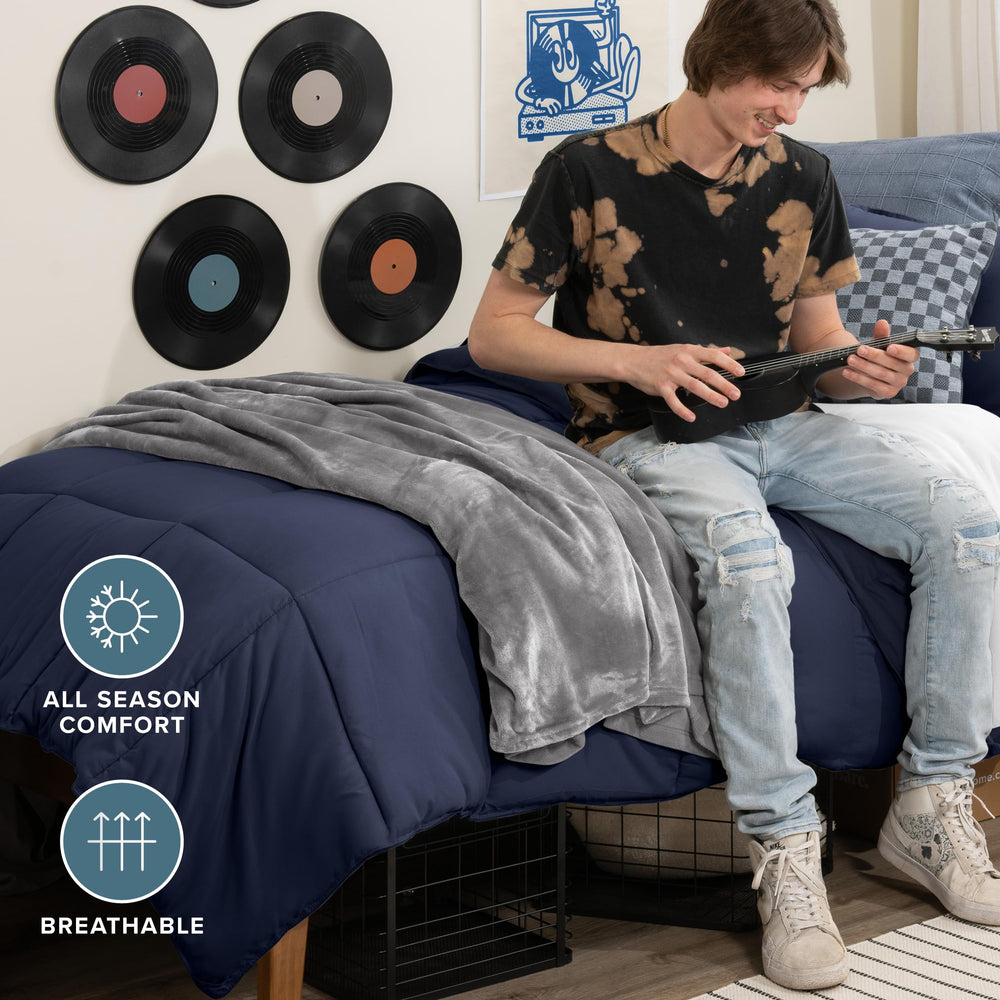 Bare Home couette installée sur lit Twin pour un rendu complet
