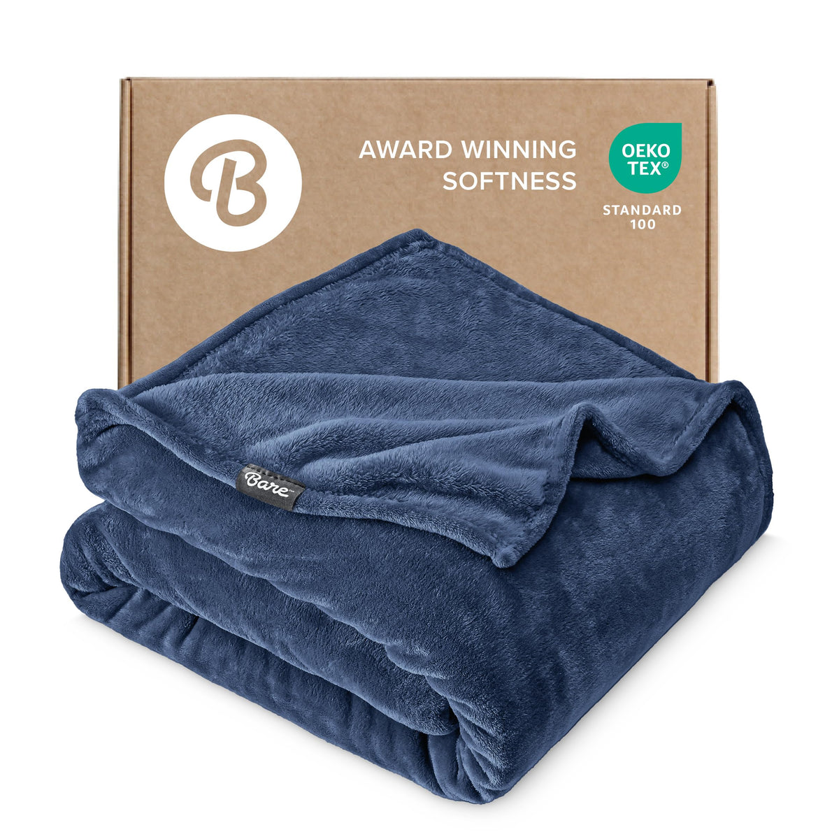 Bare Home couverture face pleine montrant couleur bleu foncé et confort