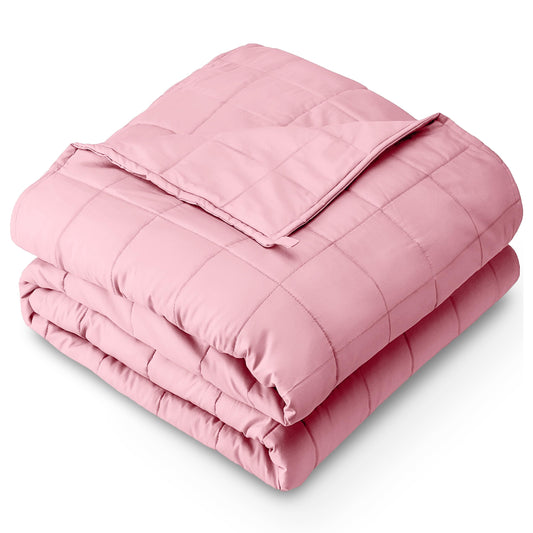 Bare Home couverture lestée rose devant montrant la taille compacte et élégante