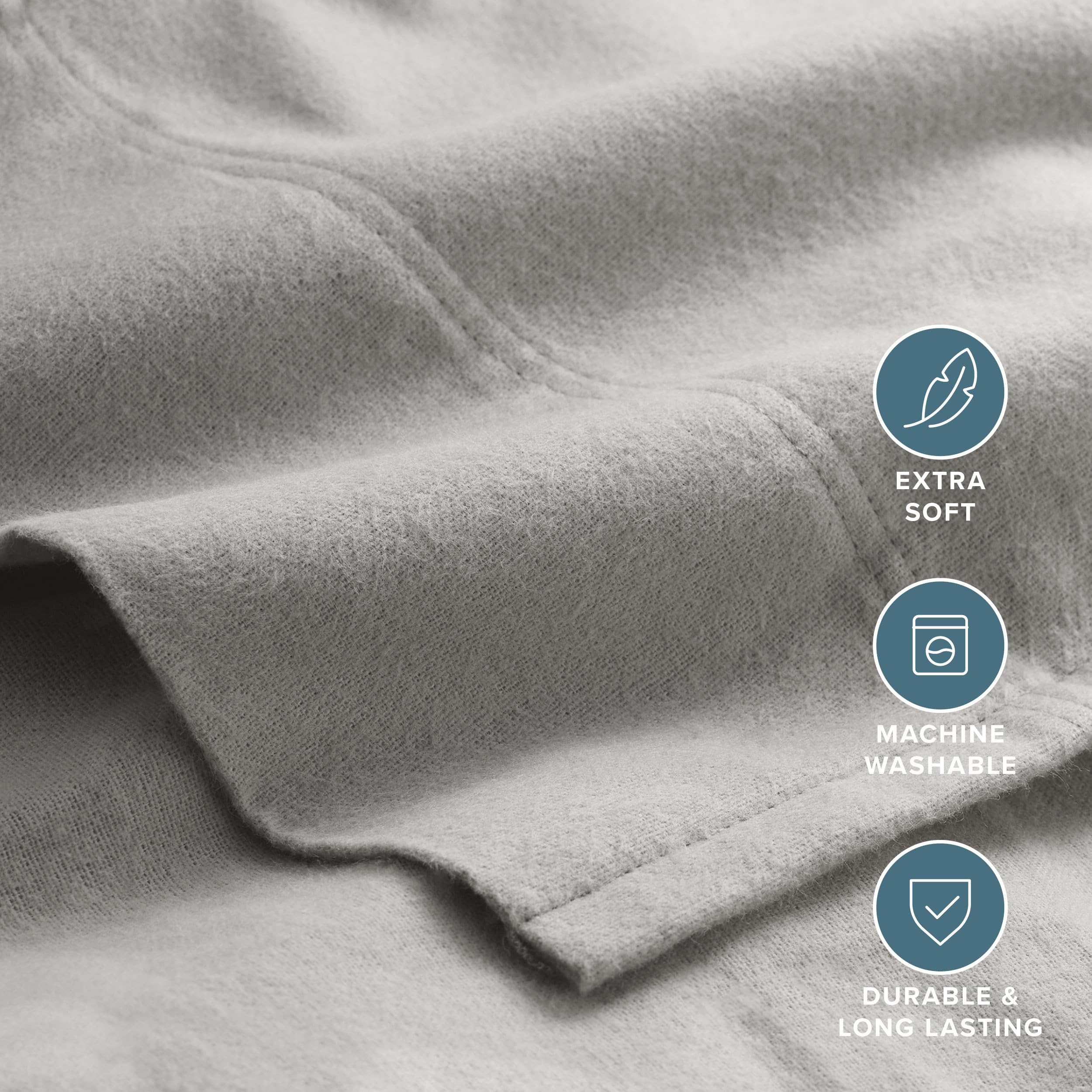Bare Home gros plan texture flanelle montrant douceur isolante