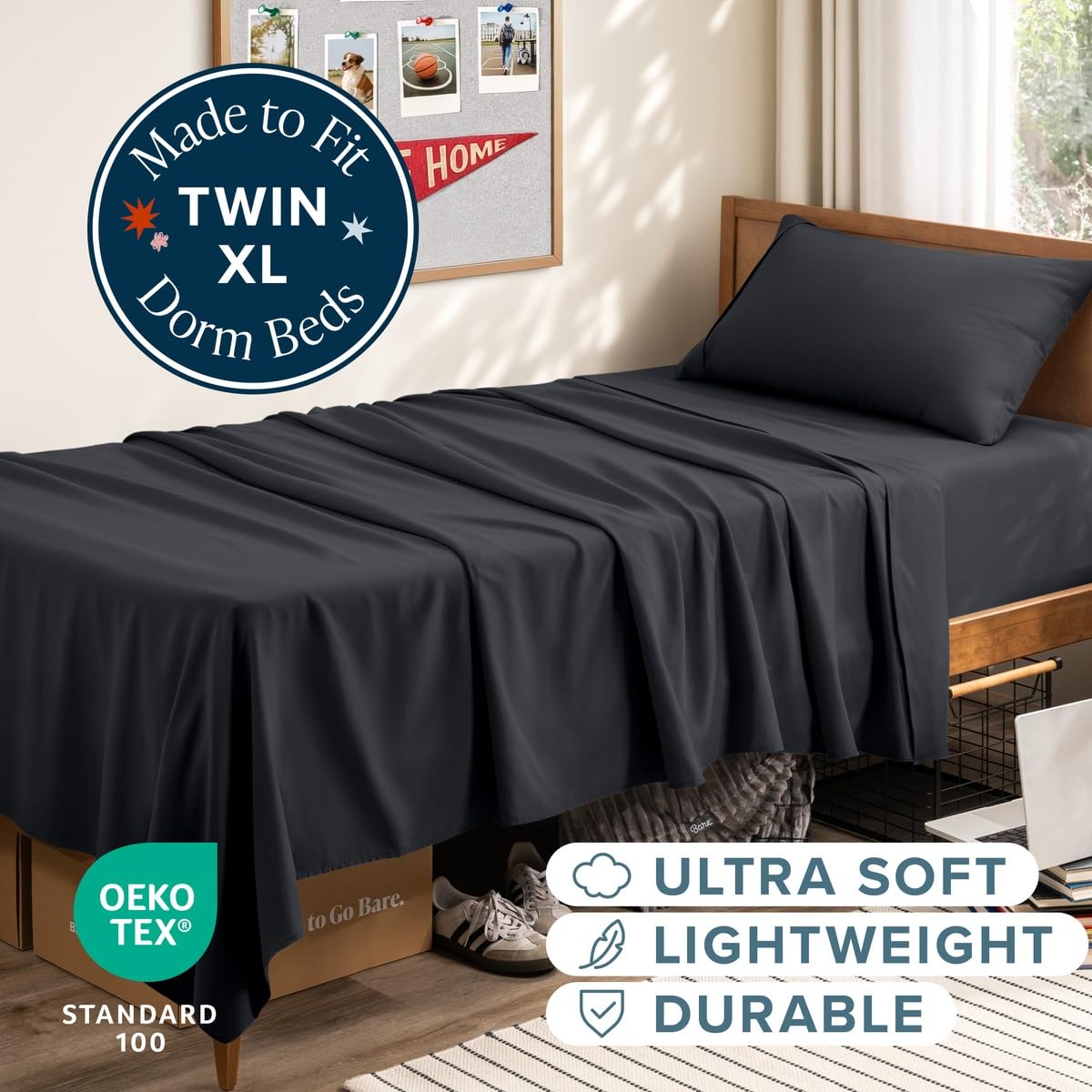 Bare Home zoom sur le tissu montrant le grain brossé et confort immédiat