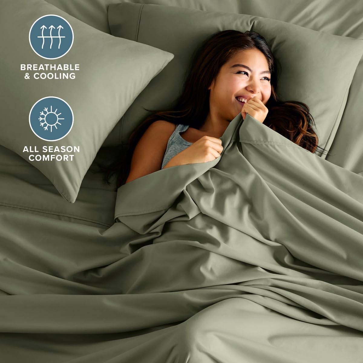 Bare Home détail du drap-housse élastique complet garantissant un maintien sûr sur matelas profond